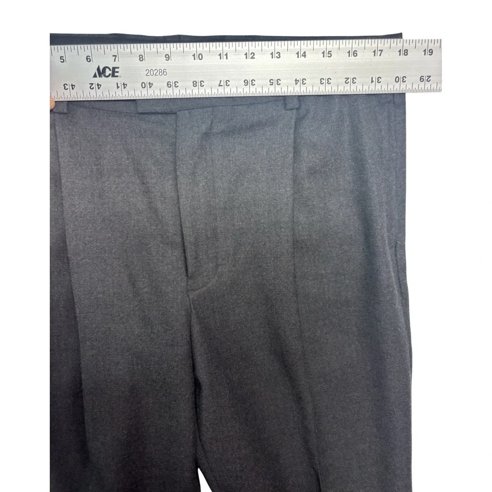 vtg 90s Eddie Bauer 36x32 Charcoal Flannel Wool Pants Trousers Pleated Cuffed‎